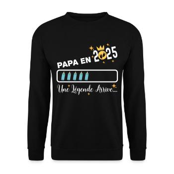 Future Dad 2025 Legend Download Geburt - Unisex Pullover - Schwarz - Vorne - Alina (178cm) & Michal (187cm)