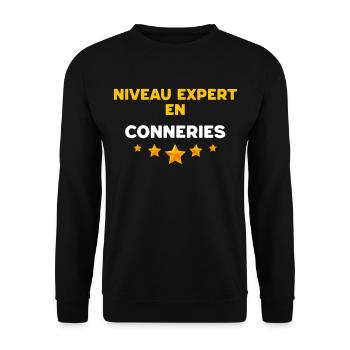 Humor Expert Dad And Son - Unisex Sweatshirt - black - Front - Alina (178cm) & Michal (187cm)