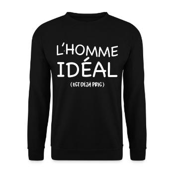 Der ideale Mann ist bereits verliebt - Unisex Pullover - Schwarz - Vorne - Alina (178cm) & Michal (187cm)