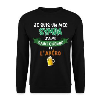 Saint Etienne Mec Sympa Stéphanois Bière Foot - Sweat-shirt Unisexe - noir - Devant - Alina (178cm) & Michal (187cm)