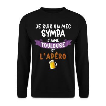 Toulouse Mec Sympa Homme Apéro Bière Foot - Sweat-shirt Unisexe - noir - Devant - Alina (178cm) & Michal (187cm)