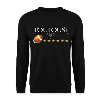 Rugby Toulouse Homme Femme Enfant Fierté 6 Etoiles - Sweat-shirt Unisexe - noir - Devant - Alina (178cm) & Michal (187cm)