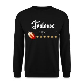 Toulouse Rugby Sport Beau Et Puissant 6 Etoiles - Sweat-shirt Unisexe - noir - Devant - Alina (178cm) & Michal (187cm)