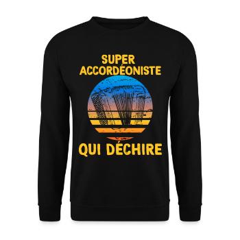 Super Accordéoniste Qui Déchire Homme Musique - Sweat-shirt Unisexe - noir - Devant - Alina (178cm) & Michal (187cm)