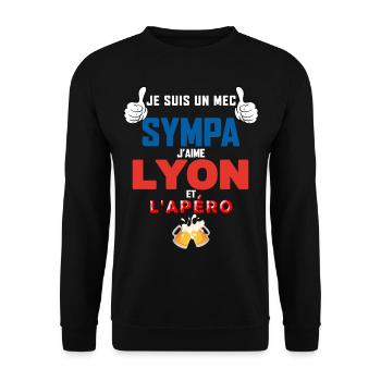 Lyon Cadeau Homme Mec Sympa Foot Et Apéro Bière - Sweat-shirt Unisexe - noir - Devant - Alina (178cm) & Michal (187cm)