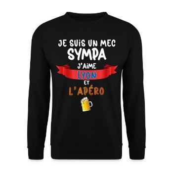 Lyon Homme Foot Apéro Bière Supporter Match - Sweat-shirt Unisexe - noir - Devant - Alina (178cm) & Michal (187cm)