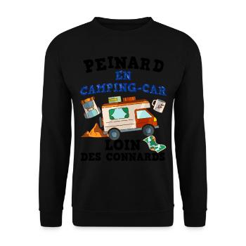 Mann Wohnmobil Wandern Abseits von Arschlöchern - Unisex Pullover - Schwarz - Vorne - Alina (178cm) & Michal (187cm)