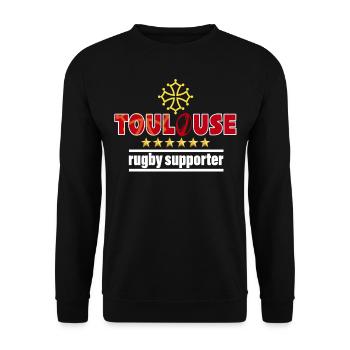 Rugby Supporter Toulouse Champion 6 Stars Men - Unisex Sweatshirt - black - Front - Alina (178cm) & Michal (187cm)