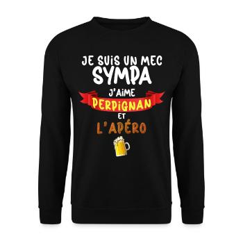 Mec Sympa Perpignan und der Apéro Papa Papy Tonton - Unisex Pullover - Schwarz - Vorne - Alina (178cm) & Michal (187cm)