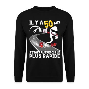 Geburtstag 50 Jahre Papa Mann Samenfasten - Unisex Pullover - Schwarz - Vorne - Alina (178cm) & Michal (187cm)