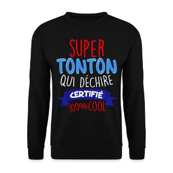 Super Tonton Who Rips Humor Certified Cool - Unisex Sweatshirt - black - Front - Alina (178cm) & Michal (187cm)