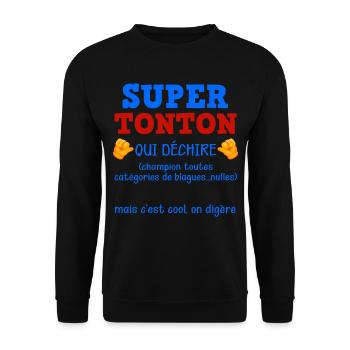 Super Uncle Who Tears Up Niece Nephew Humor - Unisex Sweatshirt - black - Front - Alina (178cm) & Michal (187cm)