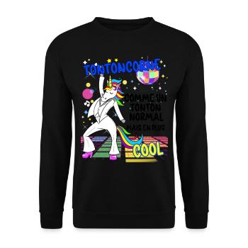 Tonton Licorne Cool Qui Déchire Vintage Année 80 - Sweat-shirt Unisexe - noir - Devant - Alina (178cm) & Michal (187cm)