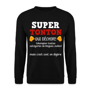 Super Uncle Who Tears Message From Niece Nephews - Unisex Sweatshirt - black - Front - Alina (178cm) & Michal (187cm)