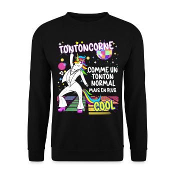 Cool Unicorn Uncle Ripping Vintage 80s - Unisex Sweatshirt - black - Front - Alina (178cm) & Michal (187cm)