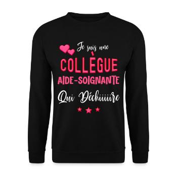Collègue De Travail Aide Soignante Qui Déchire - Sweat-shirt Unisexe - noir - Devant - Alina (178cm) & Michal (187cm)