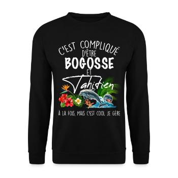 Tahiti Hibiscus Dauphin Beau Gosse Cool - Sweat-shirt Unisexe - noir - Devant - Alina (178cm) & Michal (187cm)