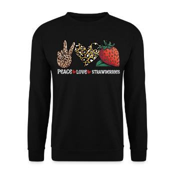 Peace Love Strawberry - Good Time Fruits Heart - Unisex Sweatshirt - black - Front - Alina (178cm) & Michal (187cm)