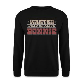 Bonnie and Clyde Wanted dead or alive Bonnie - Unisex Pullover - Schwarz - Vorne - Alina (178cm) & Michal (187cm)