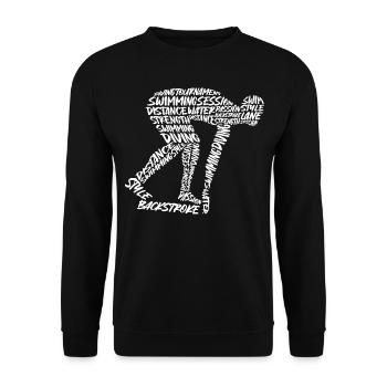 Schwimmen Schwimmsport Typografie Herren Schwimmer - Unisex Pullover - Schwarz - Vorne - Alina (178cm) & Michal (187cm)