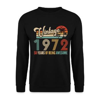 Vintage 1972 Anniversary 50 Years To Be Awesome - Unisex Sweatshirt - black - Front - Alina (178cm) & Michal (187cm)