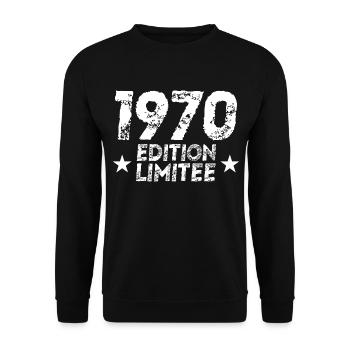 Vintage 1970 Limited Edition Geburtstagsgeschenk - Unisex Pullover - Schwarz - Vorne - Alina (178cm) & Michal (187cm)