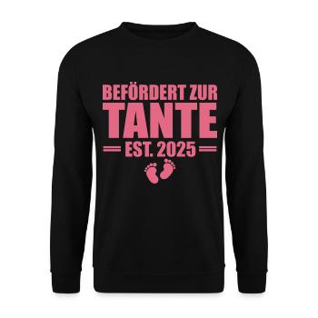 Befördert zur Tante 2025 - Unisex Pullover - Schwarz - Vorne - Alina (178cm) & Michal (187cm)