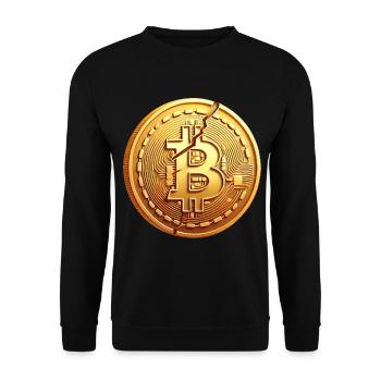 Cracked Bitcoin Coin Design - Unisex Sweatshirt - black - Front - Alina (178cm) & Michal (187cm)