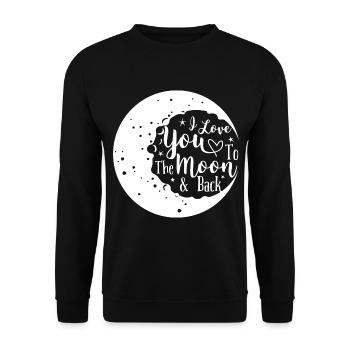 I love you to the moon and back Valentinstag Gesch - Unisex Pullover - Schwarz - Vorne - Alina (178cm) & Michal (187cm)