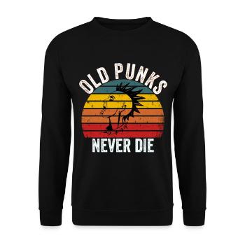 Old Punks Never Die - Vintage Punk - Unisex Sweatshirt - black - Front - Alina (178cm) & Michal (187cm)