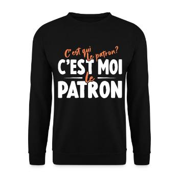 C'est Qui Le Patron C'est Moi Le Patron - Sweat-shirt Unisexe - noir - Devant - Alina (178cm) & Michal (187cm)