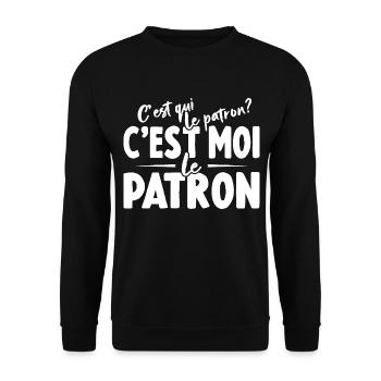 C'est Qui Le Patron C'est Moi Le Patron - Sweat-shirt Unisexe - noir - Devant - Alina (178cm) & Michal (187cm)