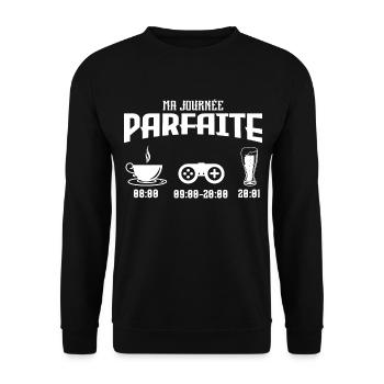 Manette | Ma journée parfaite - Sweat-shirt Unisexe - noir - Devant - Alina (178cm) & Michal (187cm)