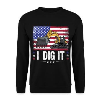 Retro Excavator Slogan Excavator Driver Construction Site - Unisex Sweatshirt - black - Front - Alina (178cm) & Michal (187cm)