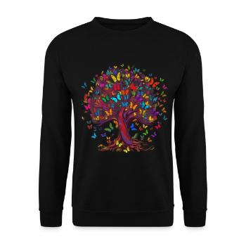 Papillon Arbre Papillons colorés Mouches - Sweat-shirt Unisexe - noir - Devant - Alina (178cm) & Michal (187cm)