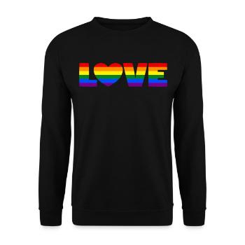 Pride Rainbow Love Heart LGBT LGBTQ CSD Gift - Unisex Sweatshirt - black - Front - Alina (178cm) & Michal (187cm)