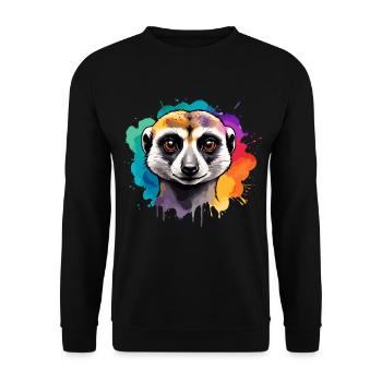 Erdmännchen in Aquarellfarben, Savannenfarbe - Unisex Pullover - Schwarz - Vorne - Alina (178cm) & Michal (187cm)