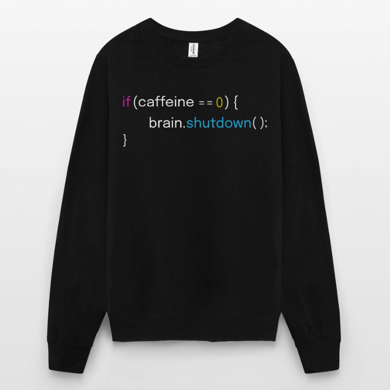 Caffeine Low Brain Shutdown Funny Code Unisex Sweatshirt