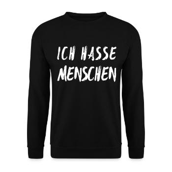 Ich hasse Menschen - Unisex Pullover - Schwarz - Vorne - Alina (178cm) & Michal (187cm)