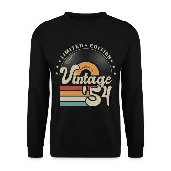 Jahrgang 1954 Geburtstagsgeschenk Jahrgang 1954 - Unisex Pullover - Schwarz - Vorne - Alina (178cm) & Michal (187cm)