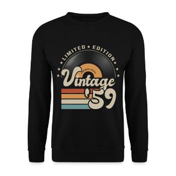 vintage Vinyl 1959 idée cadeau anniversaire 62 ans - Sweat-shirt Unisexe - noir - Devant - Alina (178cm) & Michal (187cm)