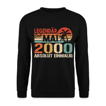 Legendär seit Mai 2000 - Geburtstag im Mai 2000 - Unisex Pullover - Schwarz - Vorne - Alina (178cm) & Michal (187cm)