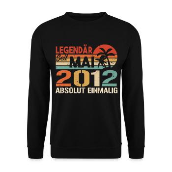 Legendary since May 2012 - Birthday in May 2012 - Unisex Sweatshirt - black - Front - Alina (178cm) & Michal (187cm)