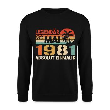 Legendary since May 1981 - Birthday in May 1981 - Unisex Sweatshirt - black - Front - Alina (178cm) & Michal (187cm)