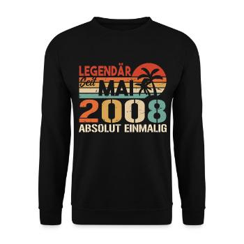 Legendär seit Mai 2008 - Geburtstag im Mai 2008 - Unisex Pullover - Schwarz - Vorne - Alina (178cm) & Michal (187cm)