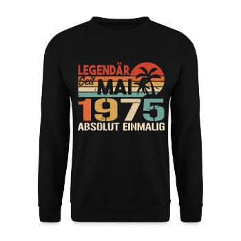 Legendär seit Mai 1975 - Geburtstag im Mai 1975 - Unisex Pullover - Schwarz - Vorne - Alina (178cm) & Michal (187cm)