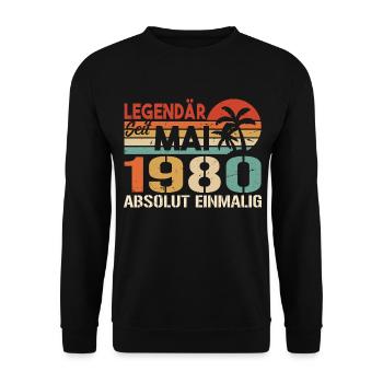 Legendary since May 1980 - Birthday in May 1980 - Unisex Sweatshirt - black - Front - Alina (178cm) & Michal (187cm)