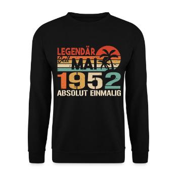 Legendary since May 1952 - Birthday in May 1952 - Unisex Sweatshirt - black - Front - Alina (178cm) & Michal (187cm)