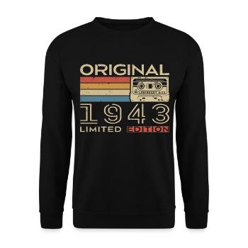 1943 Retro 1943 Geburtstagsgeschenk - Jahrgang 1943 - Unisex Pullover - Schwarz - Vorne - Alina (178cm) & Michal (187cm)