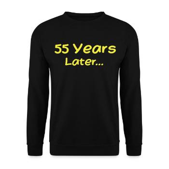55 Jahre später Lustige Geburtstagsgeschenke, 55. Geburtstag - Unisex Pullover - Schwarz - Vorne - Alina (178cm) & Michal (187cm)